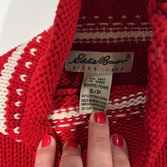 Vintage Eddie Bauer - oversized small sweater, red and white, holiday - Picture 4 of 7